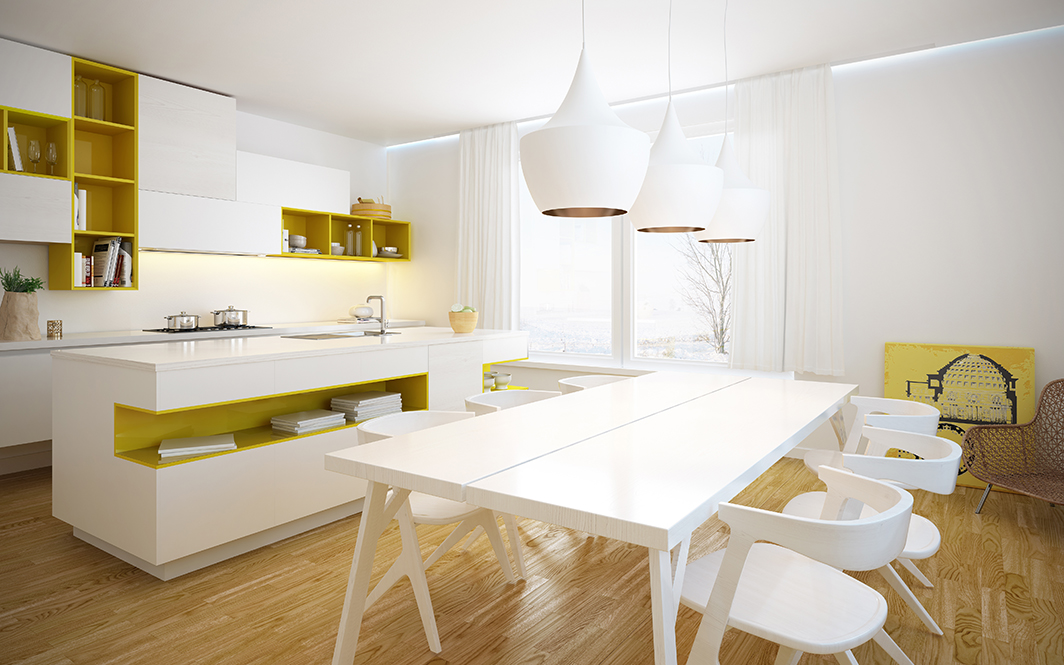 Modern and bright kitchen interior