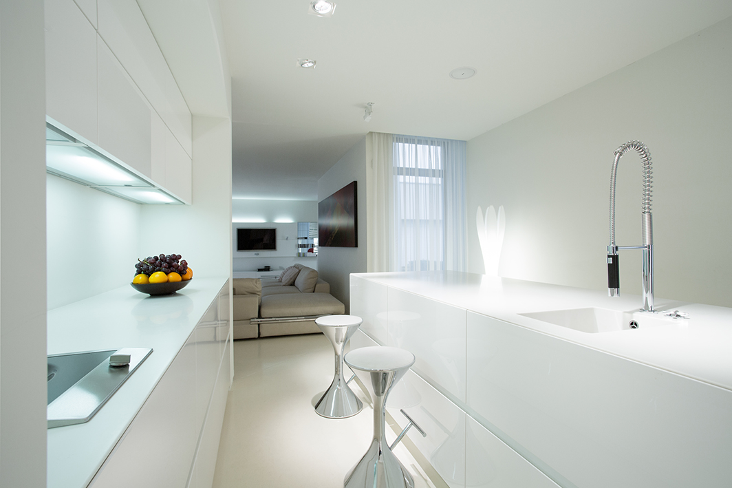 White kitchen in contemporary house